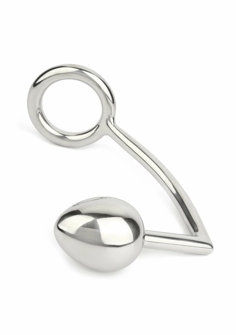 Mr. Steel Ass Hitch Egg 40 mm stalowa kulka intymna z uchwytem 40 mm, anatomiczny kształt