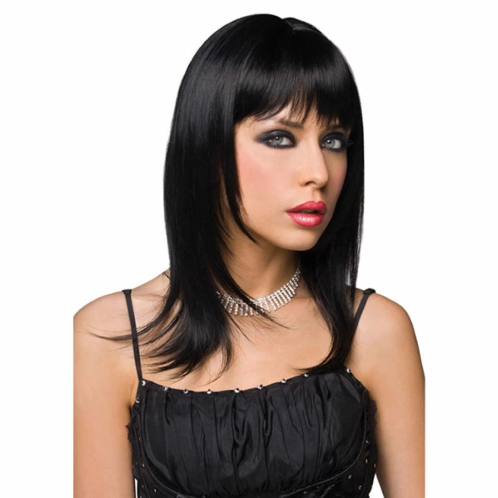 Pleasure Wigs Steph Wig peruka czarna z włókien syntetycznych, system regulacji, 35 cm