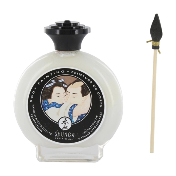 Shunga Bodypainting Vanilla & Chocolate jadalna farba do ciała 100ml – wanilia i czekolada, z pędzelkiem