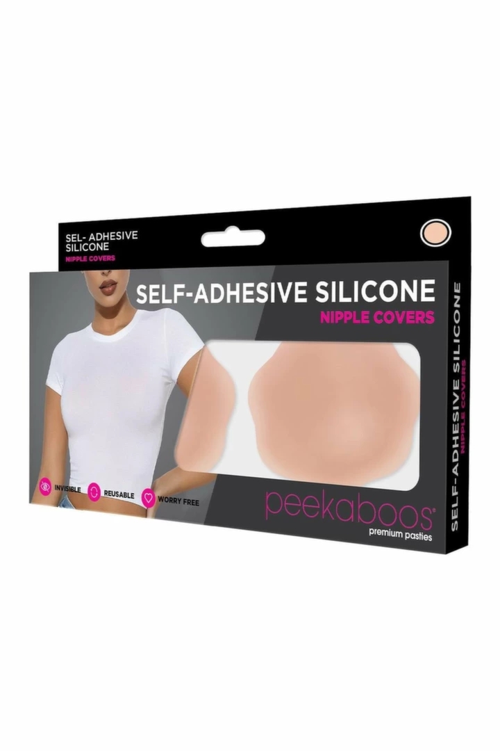 Peekaboos Samoprzylepne silikonowe osłonki na sutki Flesh 6,3 cm, wielokrotnego użytku