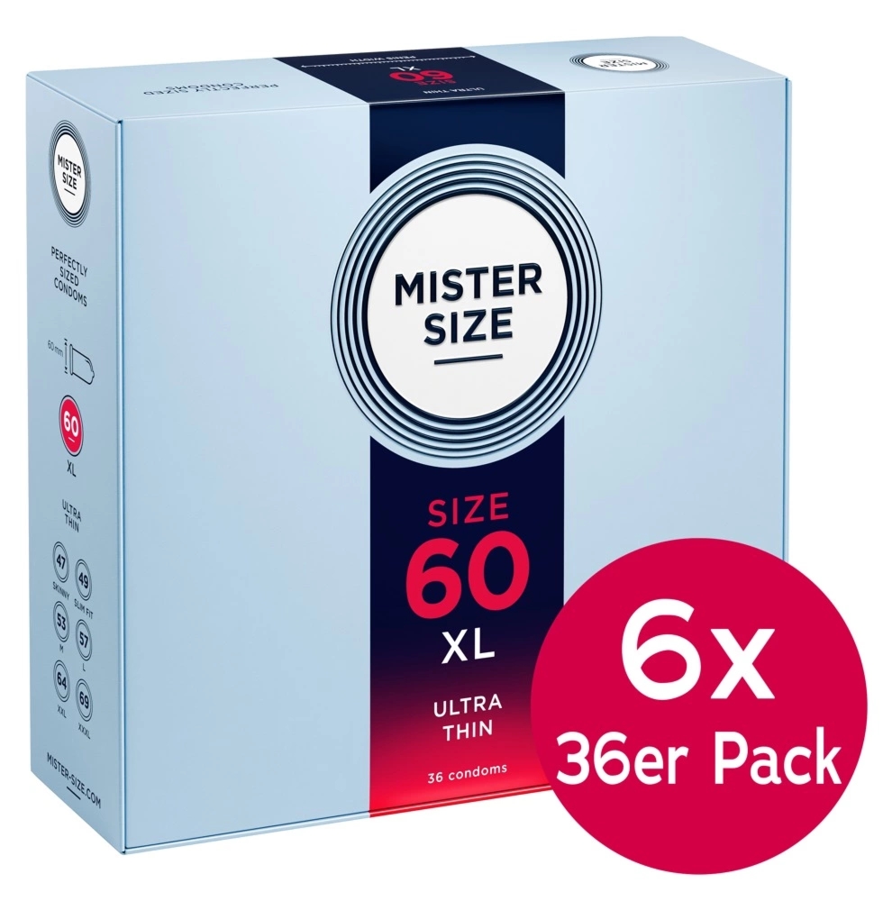 Mister Size 60mm precyzyjne prezerwatywy ultracienkie 36 sztuk, lateks