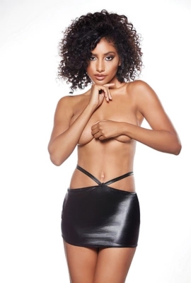 Allure Skirt mini z ekoskory, dekoracyjne paski skrzydeł z tyłu, czarna