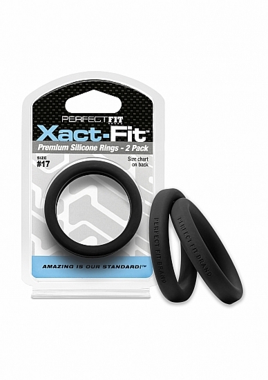 Zestaw Pierścieni na penisa Xact-Fit Cockring 2-pak w rozmiarze # 17 - czarny CR-80B - #17 Xact-Fit Cockring 2-Pack - Black