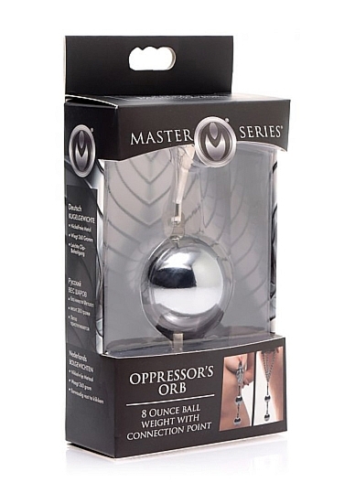 Ciężarek na jądra i sutki - Oppressor's Orb 8 Oz Ball Weight with Connection Point - srebrny AF717