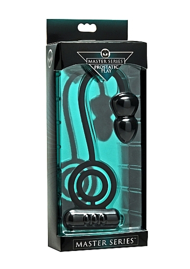 Wibrujący stymulator analny z pierścieniem na penisa i jądra Voyager I - czarny AE356