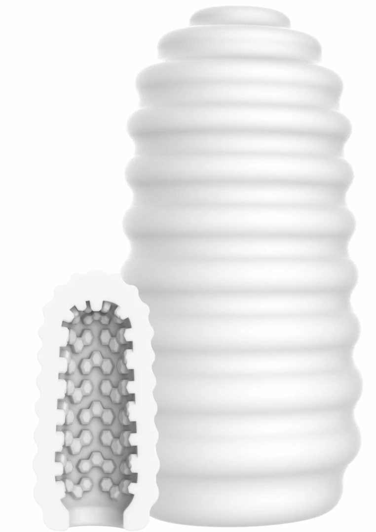 TOYJOY HERO Medium Ribs elastyczna maszyna intymna z teksturą typu ribs, przezroczysta