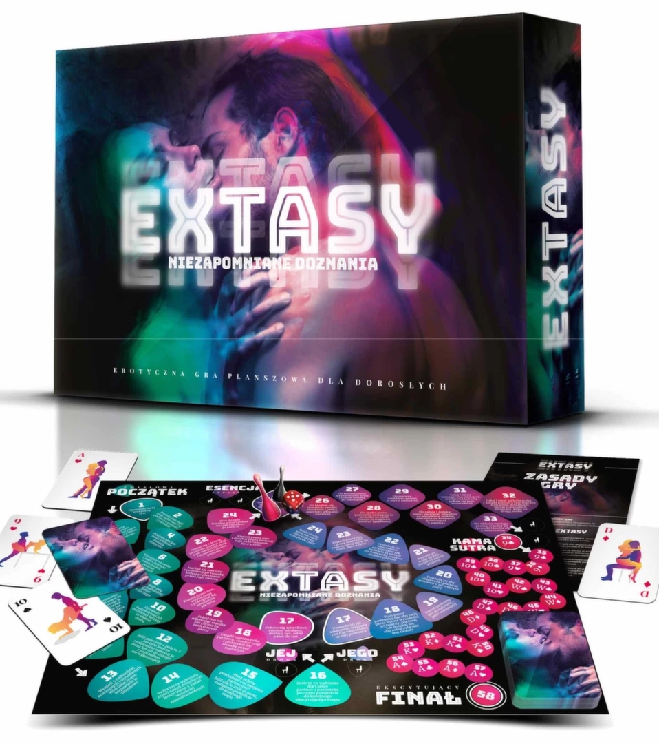 EXTASY gra planszowa dla par 18+ z 52 kartami i planszą, prezent