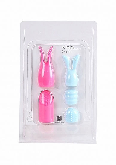 Pink Quinn, Różowa Królowa - Zestaw silikonowych, potęgujących doznania nakładek do wibratora - MA336