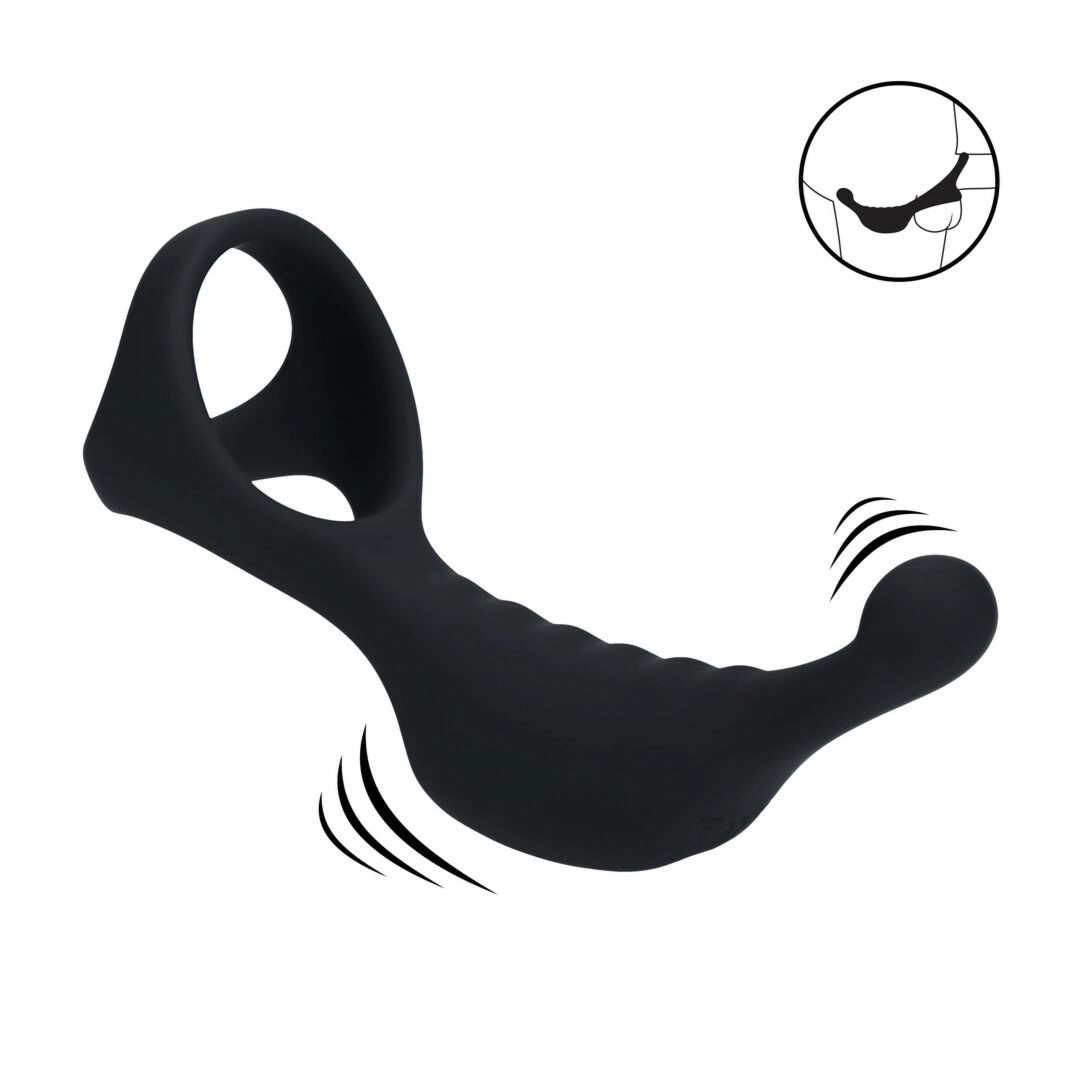 LEVELZ Black silikonowy stymulator z pierścieniem Tri-O, wibrujący, ergonomiczny