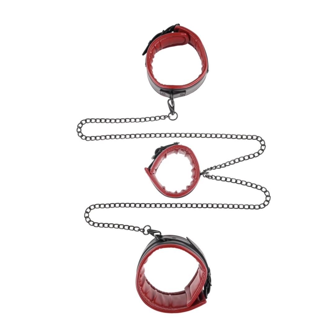 Sportsheets Saffron Chained & Tamed – zestaw mankietów na nadgarstki i kostki, regulowane