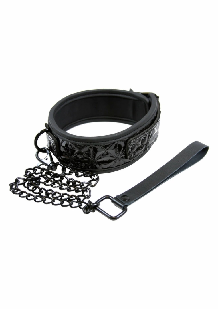 Sportsheets Collar regulowany kołnierz z neoprenu i winylu, smycz, czarny
