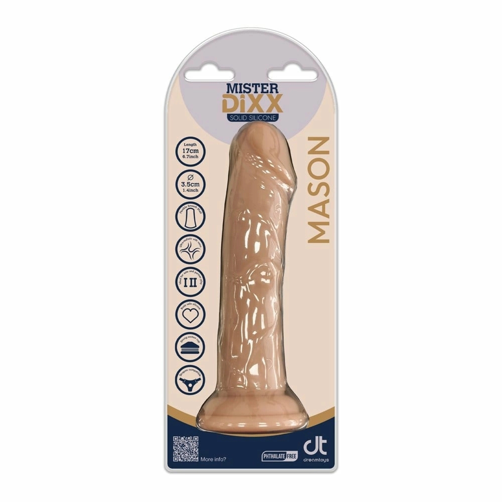 MISTER DIXX Mason 6,7” silikonowy model anatomiczny z przyssawką i elastyczną powierzchnią