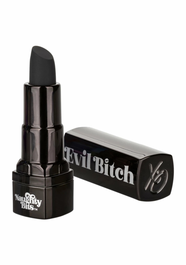 Evil Bitch Lipstick Vibrator mini masażer 10 trybów, czarny, silikonowy, 4 cale