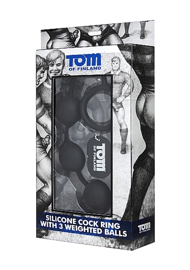 Silikonowy pierścień na penisa z kulkami analnymi - Silicone Cock Ring with 3 Weighted Balls - TF1932