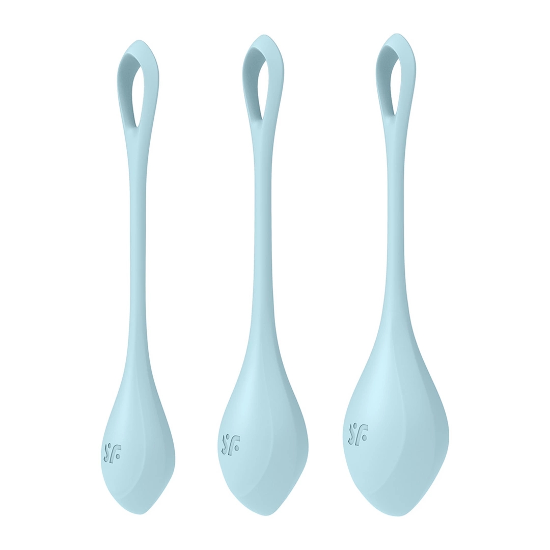 Satisfyer Yoni Power 2 – zestaw anatomicznych kul do ćwiczeń mięśni miednicy, niebieski silikon medyczny