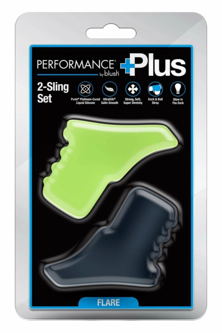 Performance Plus Flare zestaw 2 pierścieni silikonowych Purio®, UltraSilk, 1 świecący w ciemności