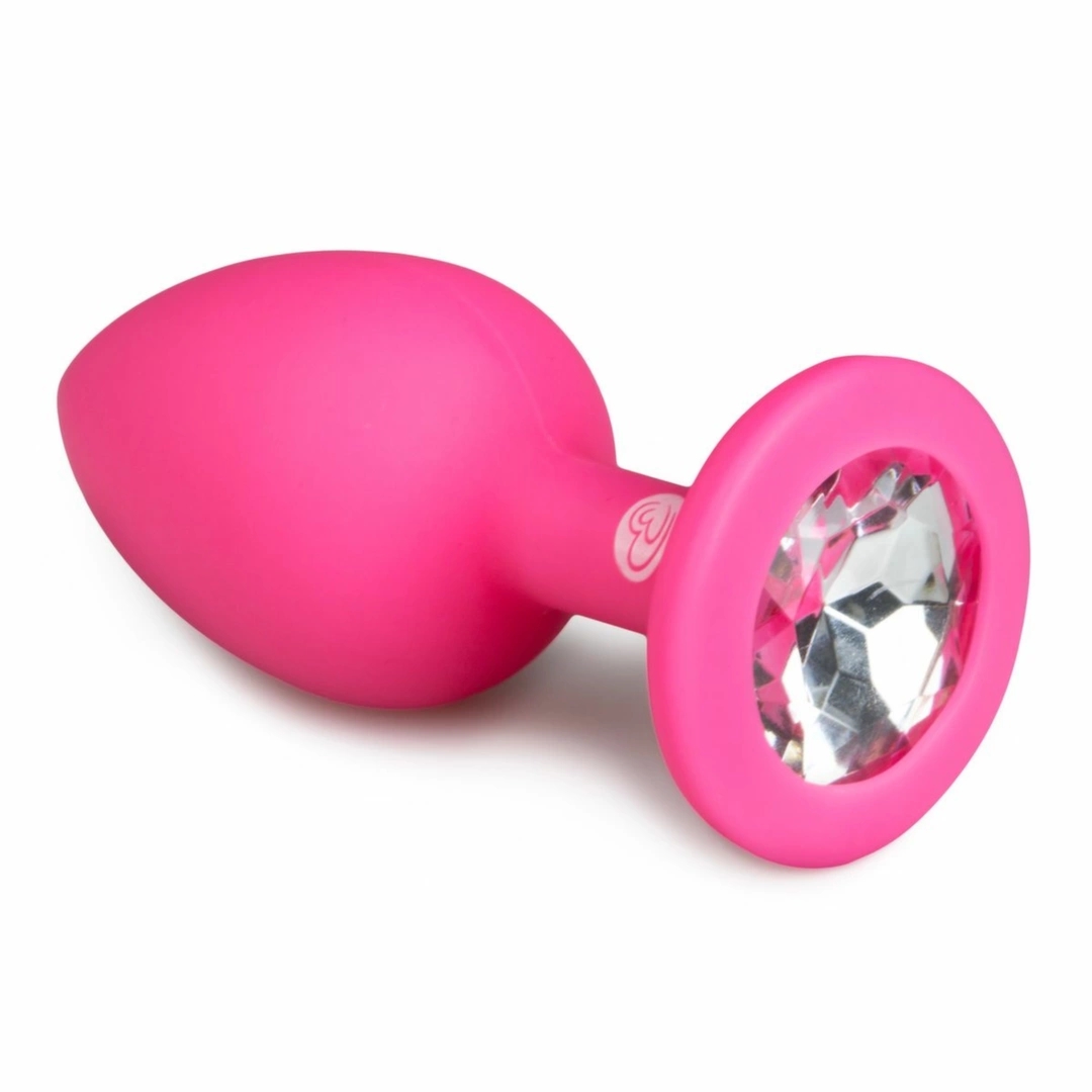 EasyToys Diamond Plug Small rożowy, silikonowy, z dekoracyjnym kryształkiem, wodoodporny