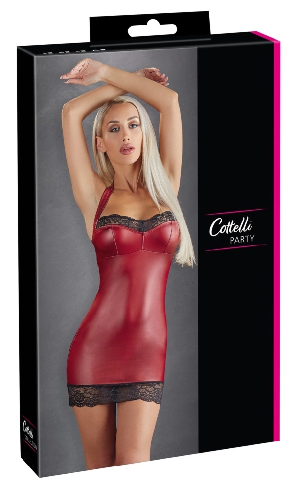 Cottelli Collection Mini Sukienka Czerwona M z Koronką i Zapięciem Halter