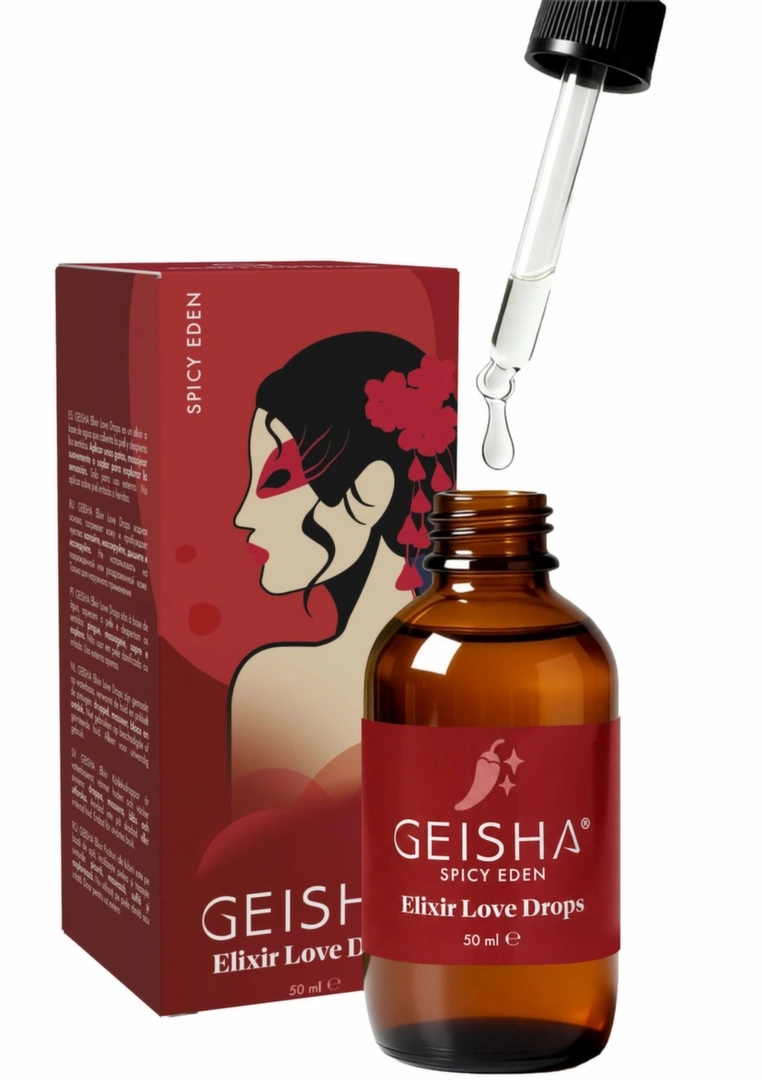 Elixir Love Drops 50 ml GEISHA rozgrzewający olejek do masażu, jedwabista formuła, 4 zapachy