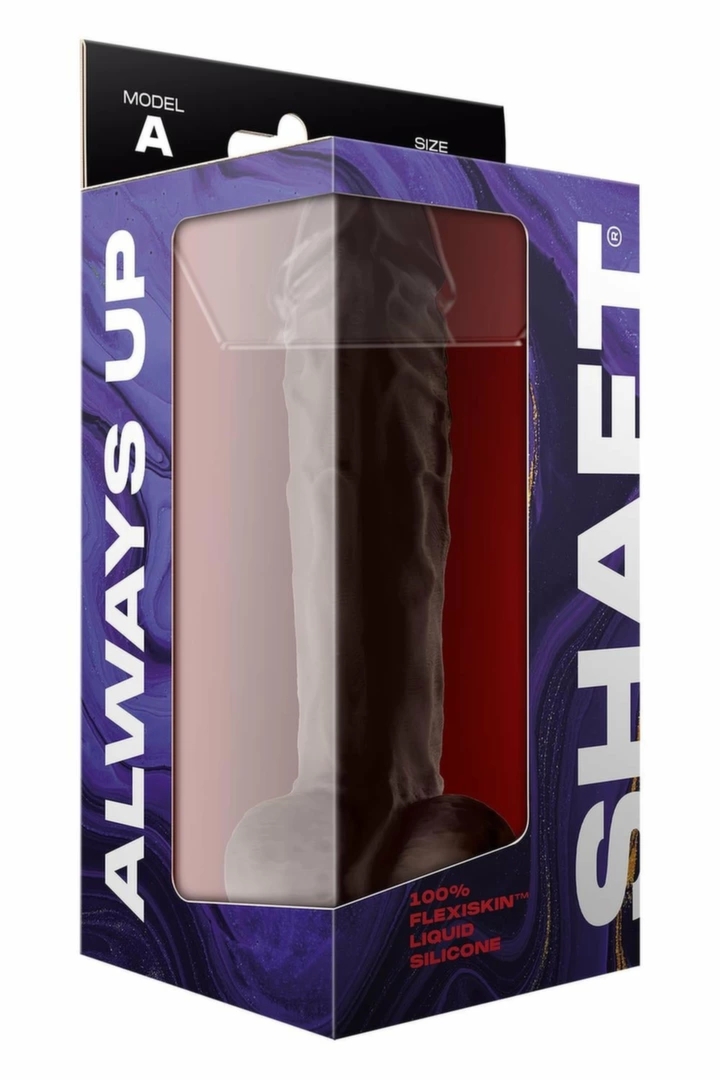 SHAFT Model A 10.5" Liquid Silicone Mahogany – anatomiczny model Flexiskin™, przyssawka, dwuwarstwowy