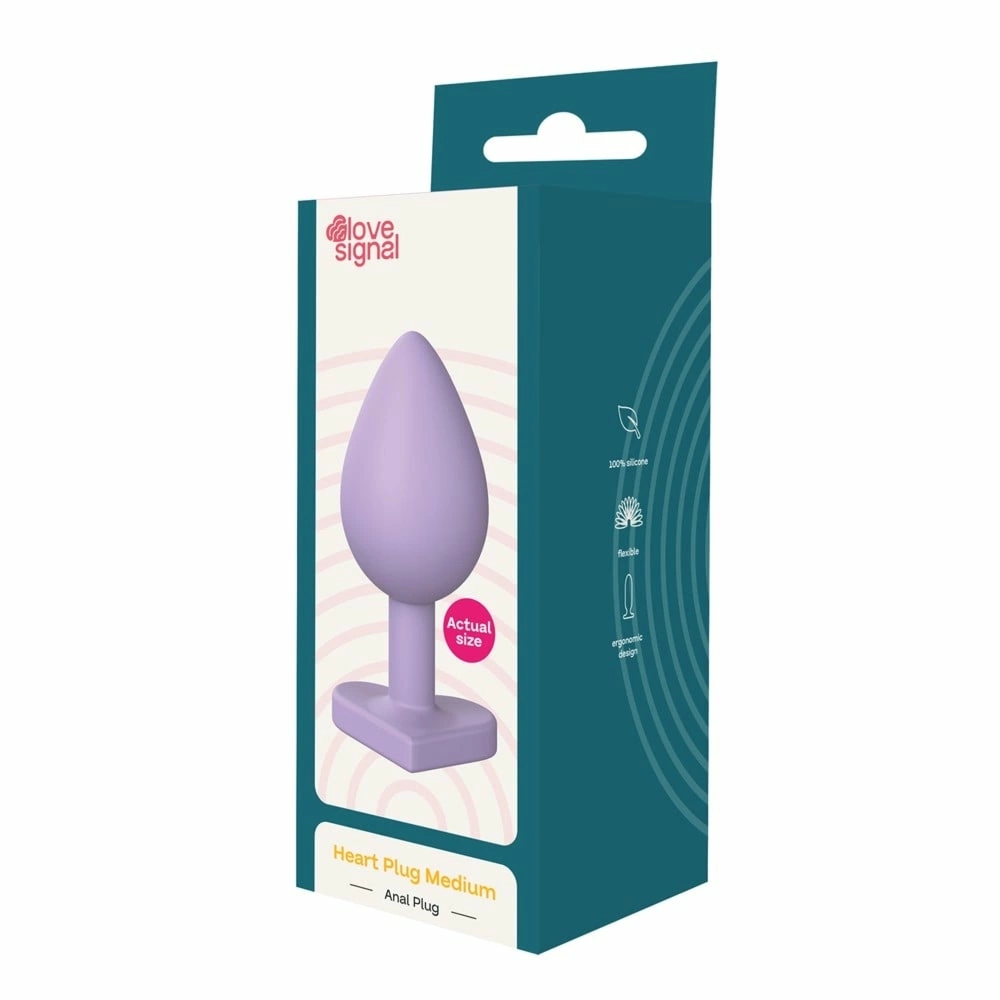 Dreamtoys Love Signal Heart Plug Medium silikonowy korek, serce, czarny, IPX8, 45g