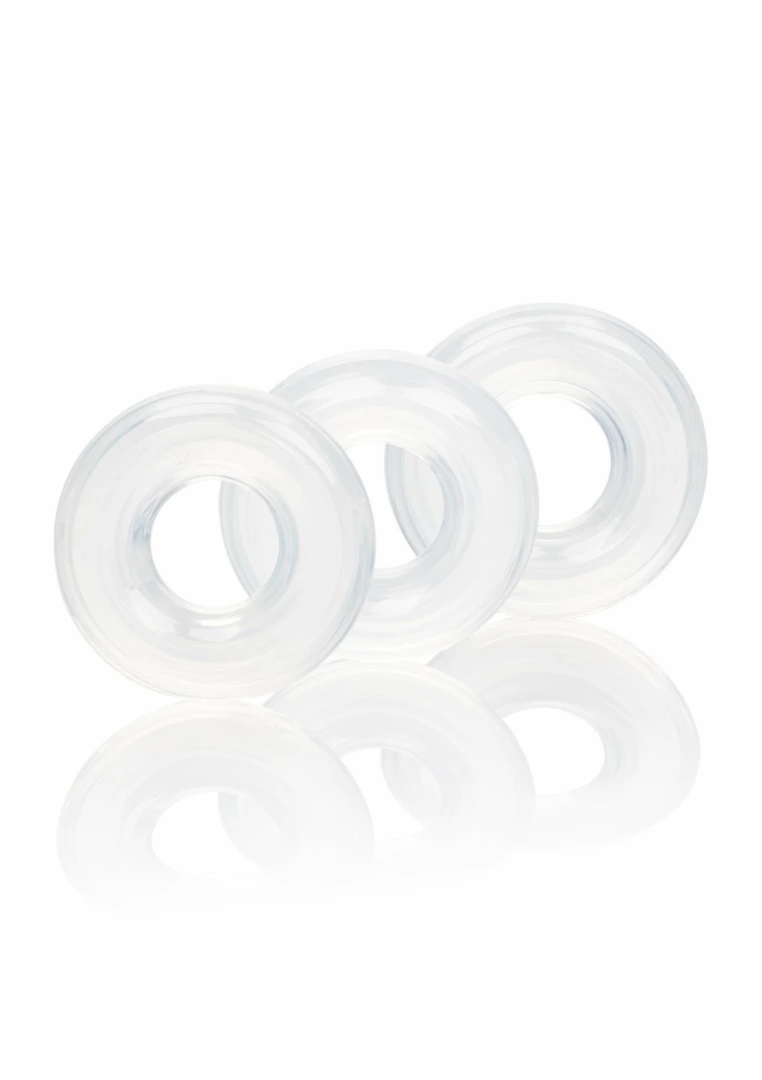 CalExotics 3 Stacker Rings – zestaw 3 silikonowych pierścieni regulacyjnych, przezroczysty, elastyczne