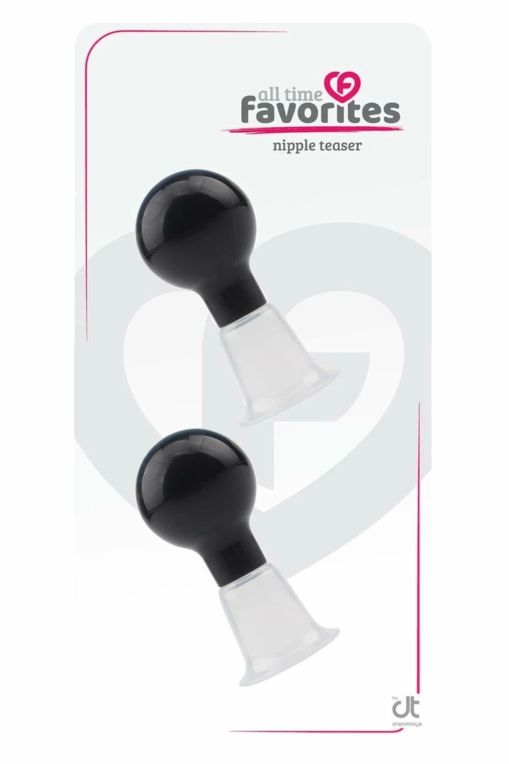 All Time Favorites Nipple Teaser Black zestaw stymulujący z pompkami i przezroczystymi tubkami