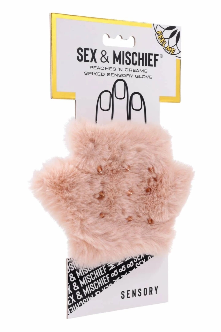 PEACHES 'N CREAME SPIKED SENSORY GLOVE rękawica sensoryczna z kolcami, futro, uniwersalna