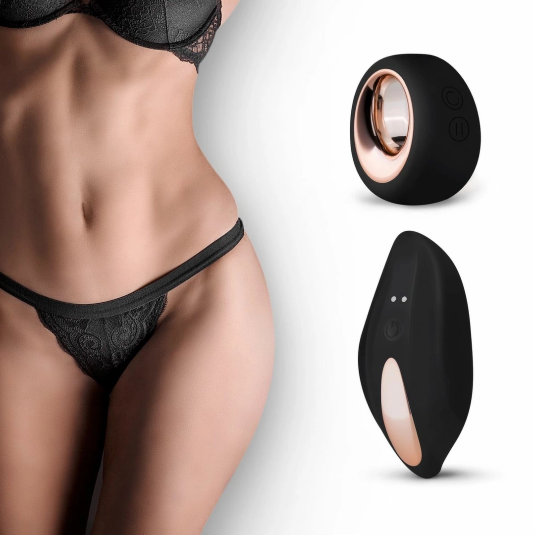 PantyRebel – czarny string z modułem wibracyjnym, 12 trybów, pilot bezprzewodowy