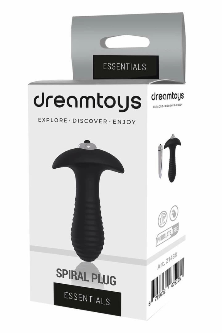 ESSENTIALS Spiral Plug czarny, wodoodporny model z wyjmowanym modułem wibracyjnym, 1 tryb