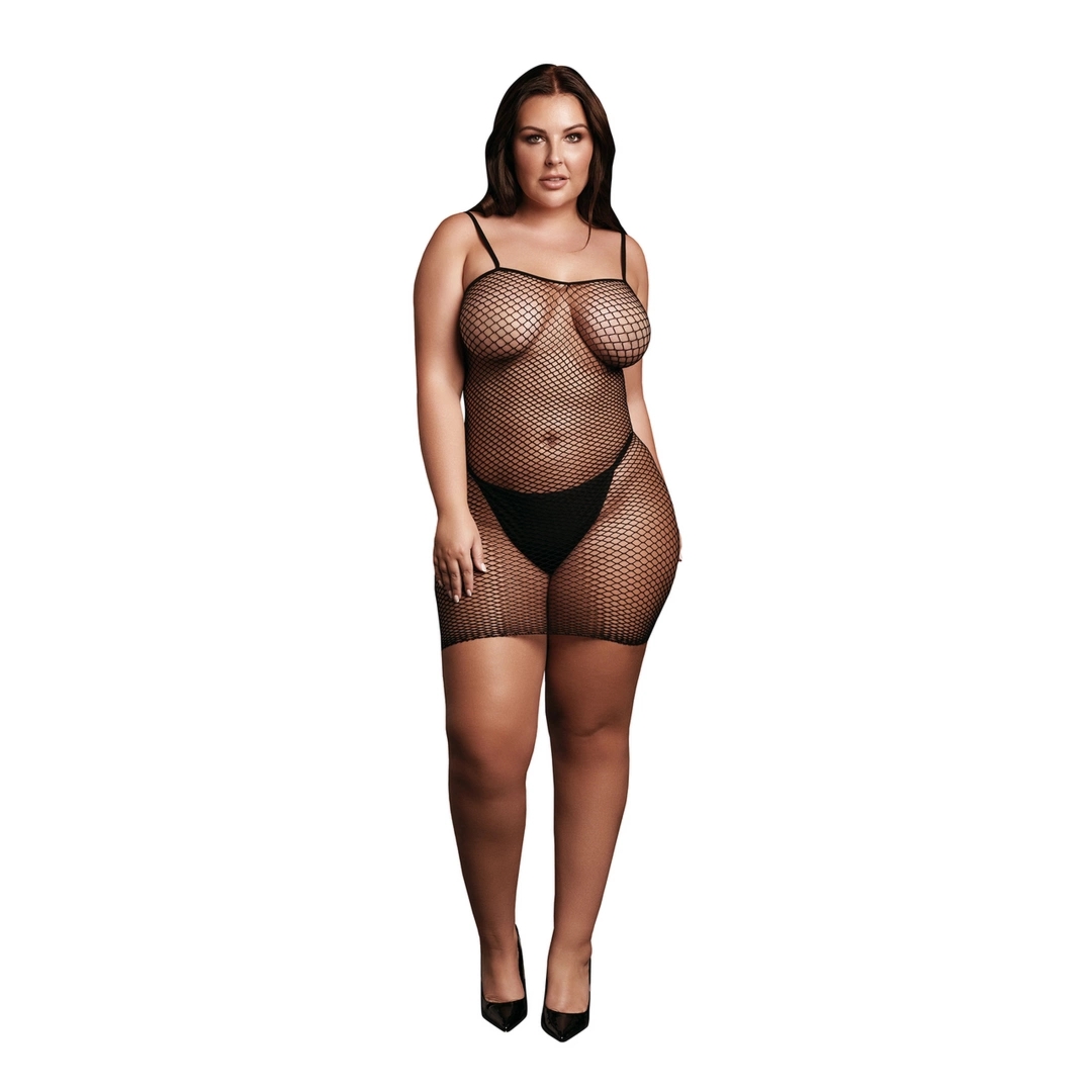 Le Desir Sukienka siateczkowa na ramiączkach XL-4XL czarna, elastyczny materiał