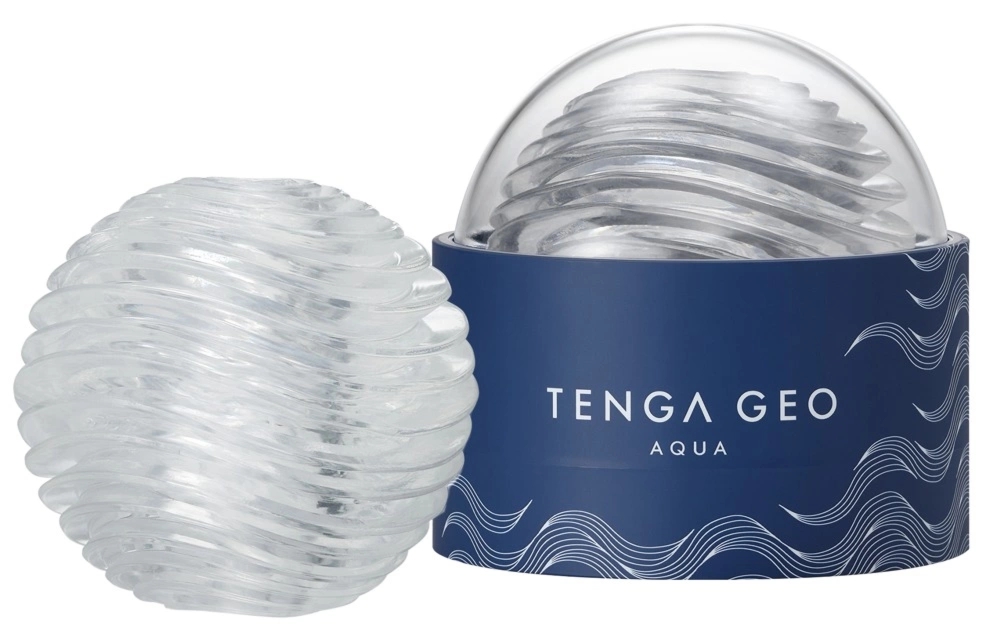 Tenga GEO AQUA – przezroczysta maszyna intymna, falista tekstura, wielokrotnego użytku, 10,8 cm