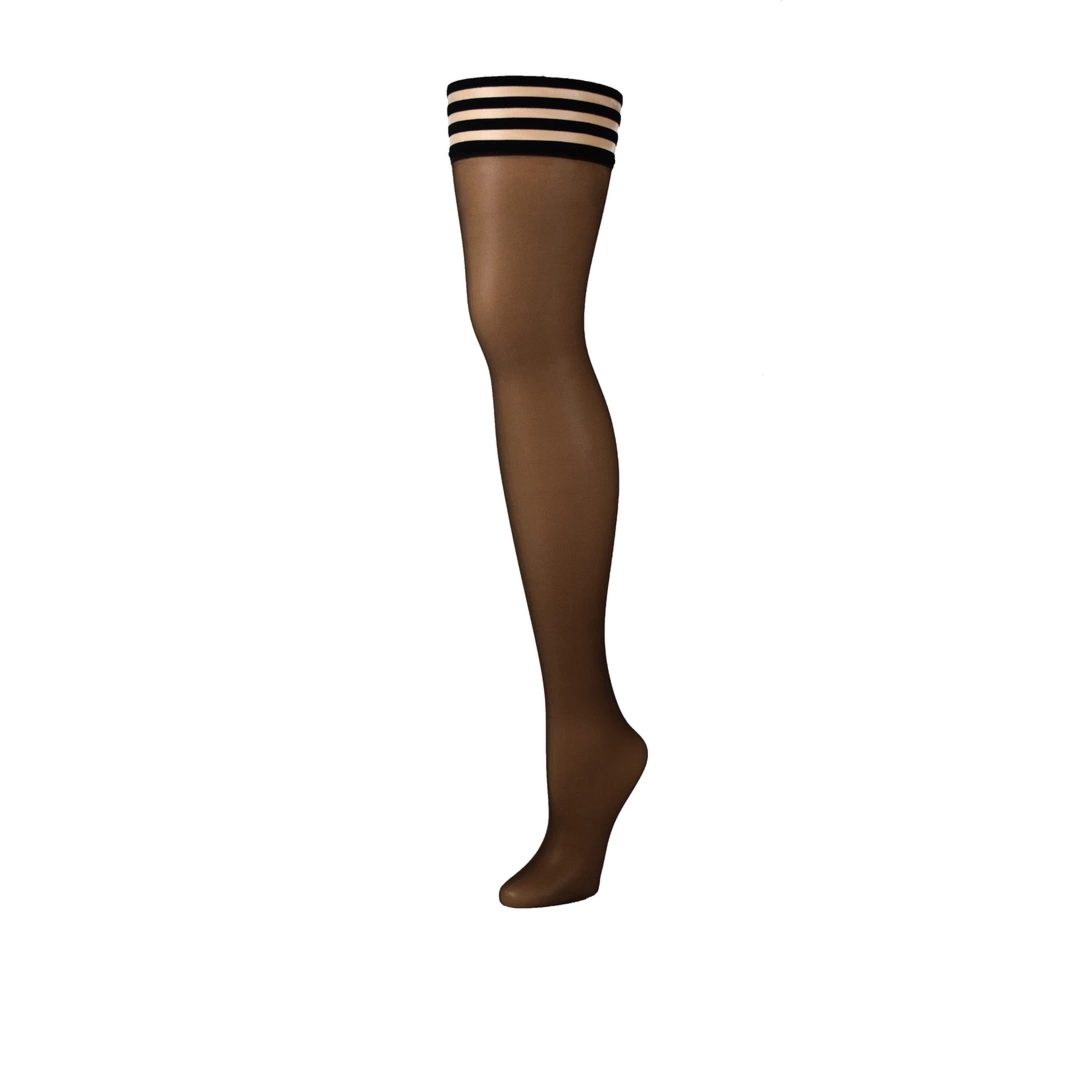 Kixies Marissa D Pończochy Chocolate Nude, silikonowy system, rozmiar D