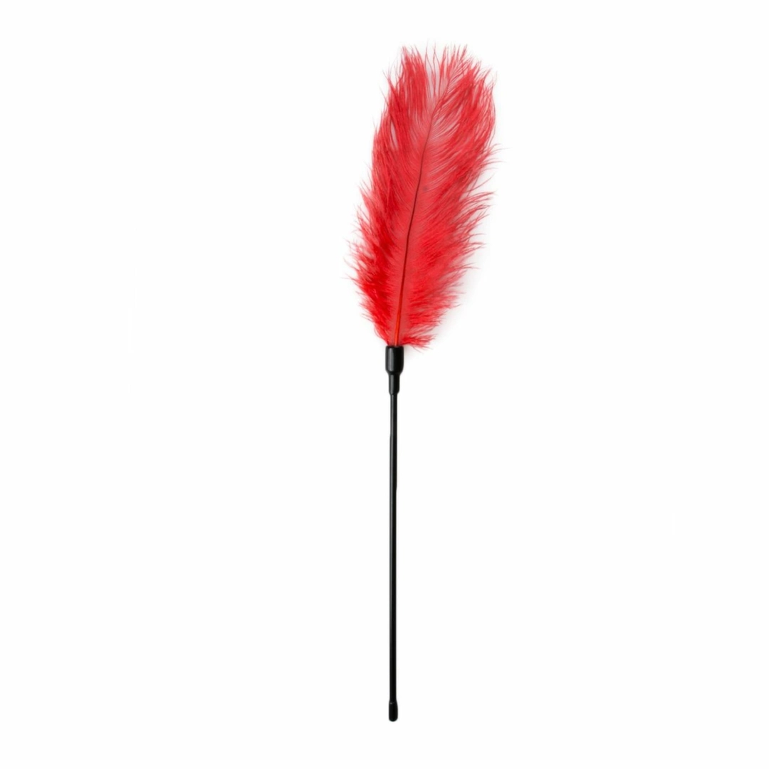 EasyToys Red Feather Tickler – czerwone piorko do delikatnej stymulacji, długość 27 cm