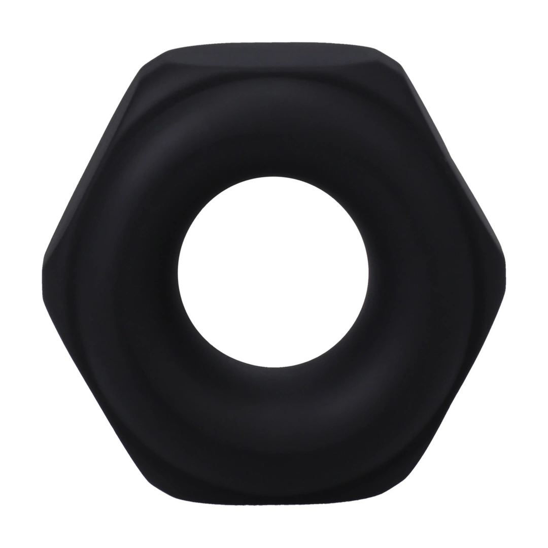 Doc Johnson Rock Solid silikonowy pierścień kanciasty czarny, ergonomiczny, medyczny silikon