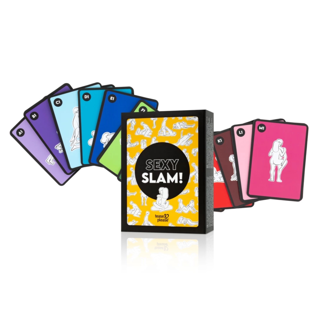 Tease & Please Sexy Slam gra karciana dla par 2w1, kolorowe ilustracje, 52 karty