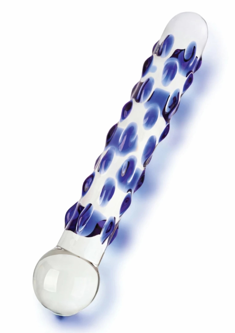 TOYJOY GLASS WORXX Diamond Dazzler Dong szklana maszyna intymna z wypustkami, niebieski