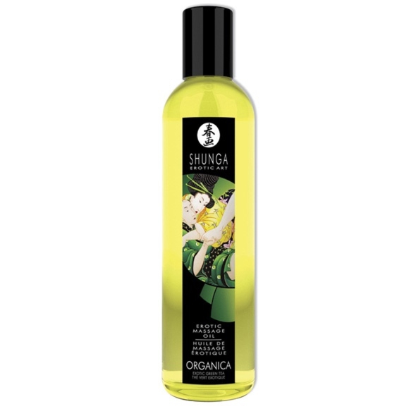 SexShop - Organiczny olejek do masażu - Shunga Massage Oil Organica Erotic Green Tea Zielona Herbata