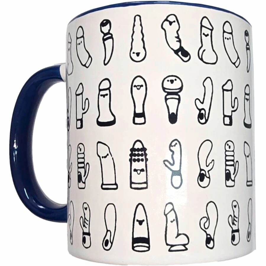 Diverty Sex DIABLO PICANTE kubek ceramiczny 370ml biały z niebieskim uchwytem