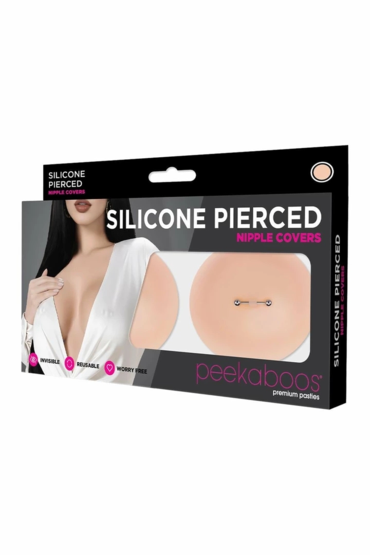 Peekaboos Silicone Pierced Nipple Covers Flesh silikonowe osłonki z detalem 8,4cm