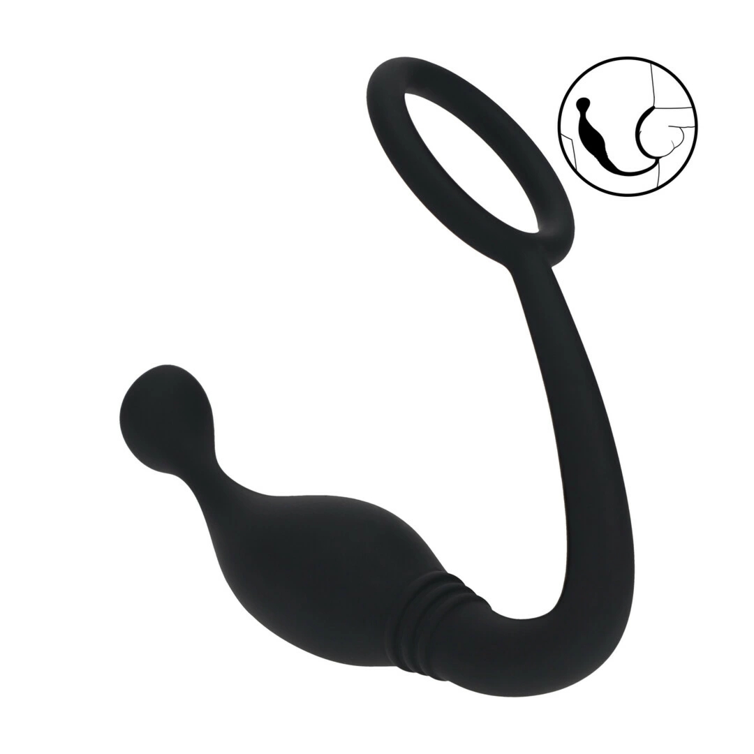 LEVELZ silikonowy pierścień intymny z anatomiczną wypustką L czarny – ergonomiczny model