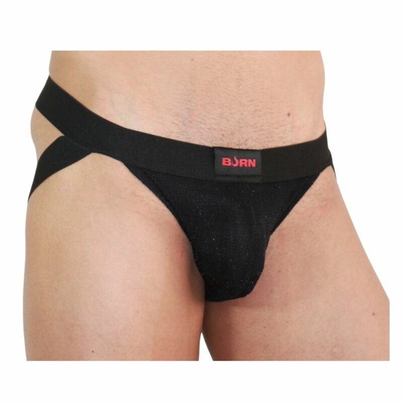 BURN Jockstrap 003 błyszczący czarny S – nowoczesny design, anatomiczny krój, przewiewność