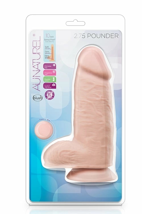 Blush AU NATURAL 2.75 Pounder Vanilla 25,4 cm – model TPE z technologią Sensa Feel i przyssawką