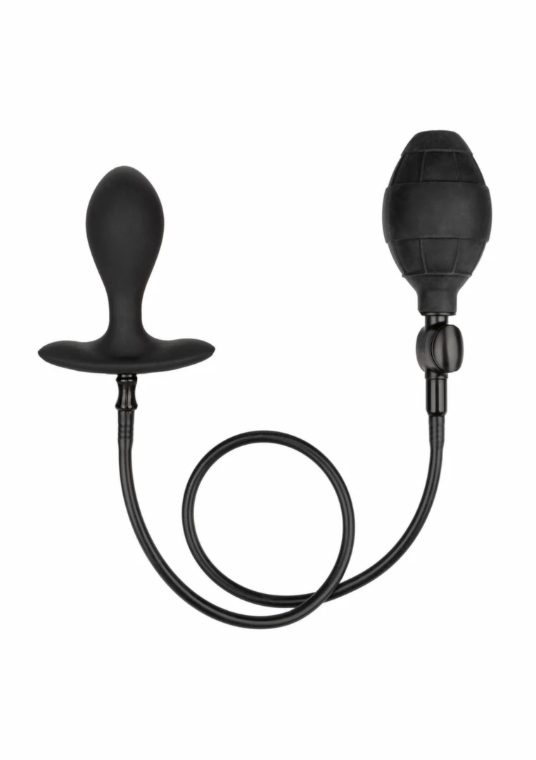 CalExotics Weighted Silicone Inflatable Plug – czarny model 3” z balonikiem i kulką stalową