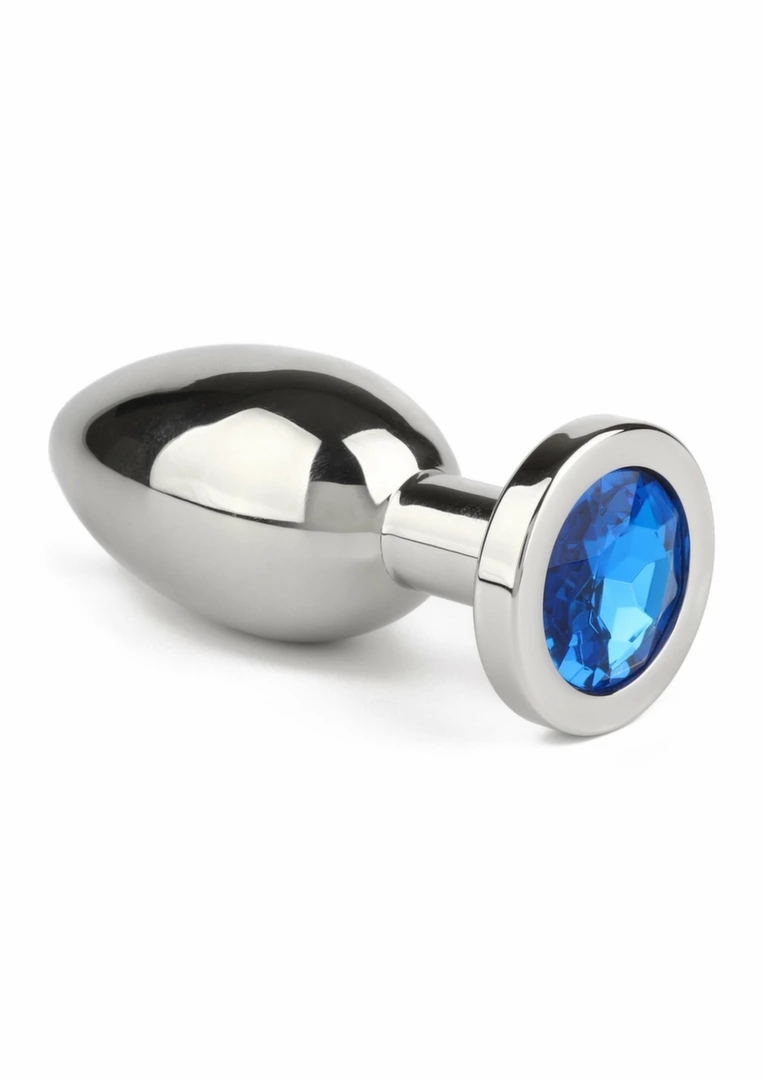 Mr. Steel Jeweled Plug Large stalowy z kryształkiem, rozmiar L, szeroka podstawa