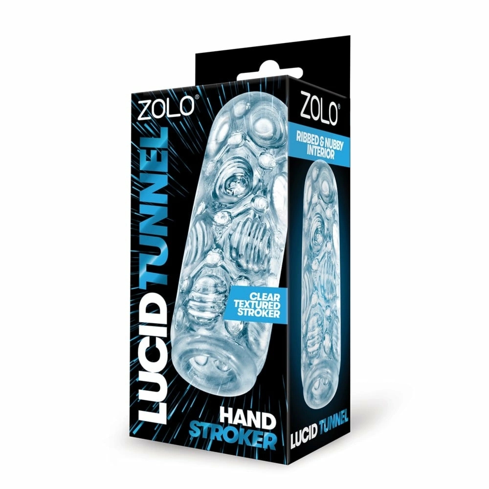 ZOLO Lucid Tunnel przezroczysta maszyna intymna z wielowymiarową teksturą, TPE, 15 cm