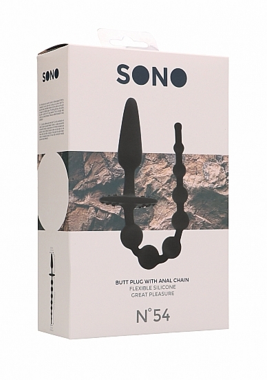 ZATYCZKA ANALNA No. 54 KORALE ANALNE - No. 54 - Butt Plug with Anal Chain - Black