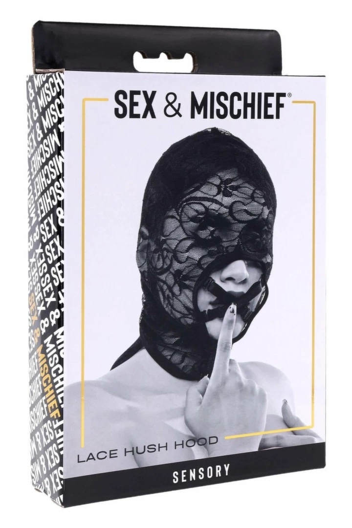 SPORTSHEETS SEX AND MISCHIEF Lace Hush Hood maska koronkowa z paskami, kwiatowy wzór