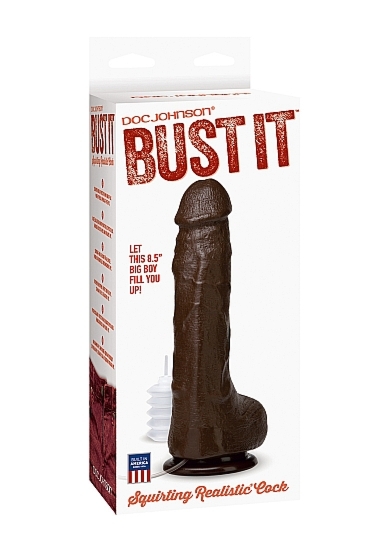 REALISTYCZNE 10-CALOWE DIDLO Z WYTRYSKIEM 0735-03-BX - Squirting Realistic Cock - 1 oz. Nut Butter - Black