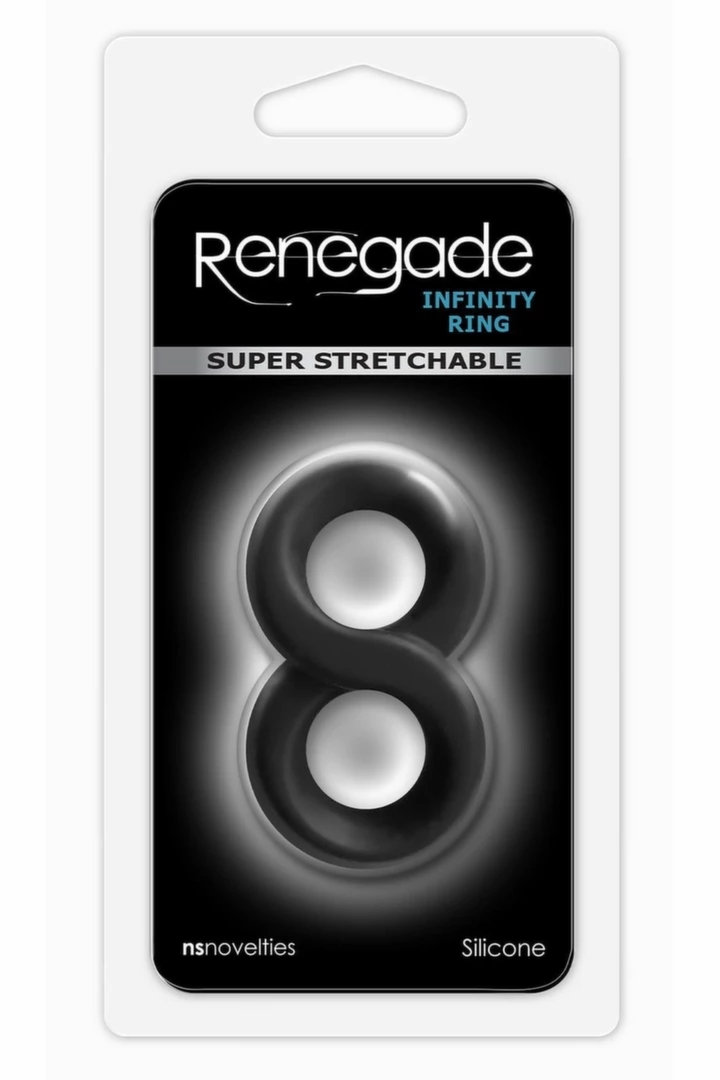 Renegade Infinity Ring Black – silikonowy podwójny pierścień anatomiczny, elastyczny 4,3x7,6cm